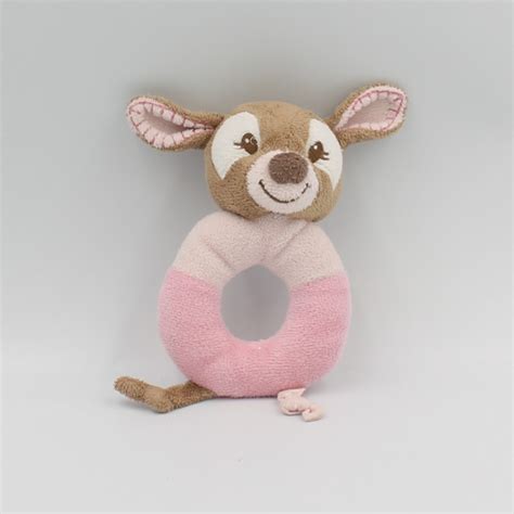 Doudou Hochet Faon Biche Rosy Marron Rose Nattou