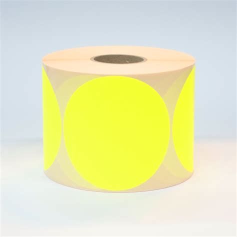 Etiketten Of Stickers Op Rol 200 Mm Rond Fluor Geel Papier