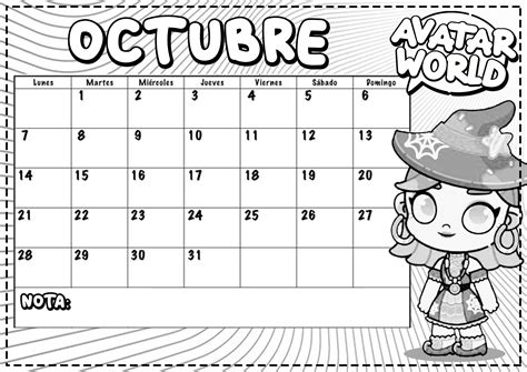 Octubre 2024 Para Imprimir Y Colorear Calendario Dibujando Con Vani