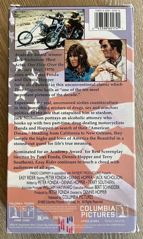 EASY RIDER VHS Peter Fonda Dennis Hopper Jack Nicholson 1969