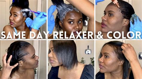 How I Relax My Hair At Home 4 Months Stretch Relax And Color Hair Same Day Youtube