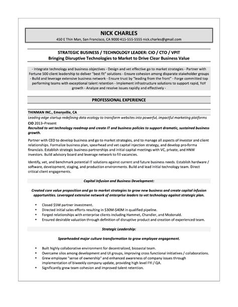 Cio Resume Examples