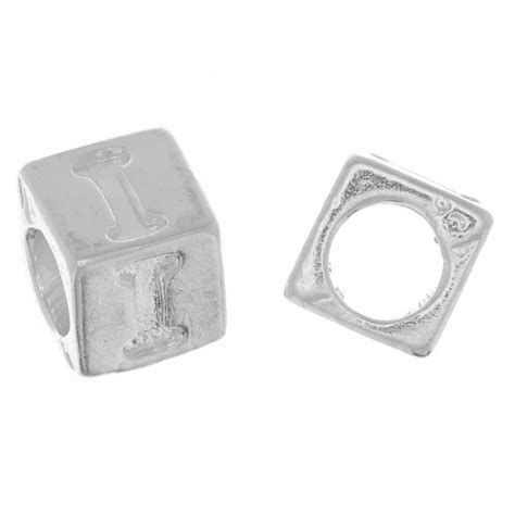 Perle Lettre Alphabet Cube Mm Avec Gros Trou I Argent X