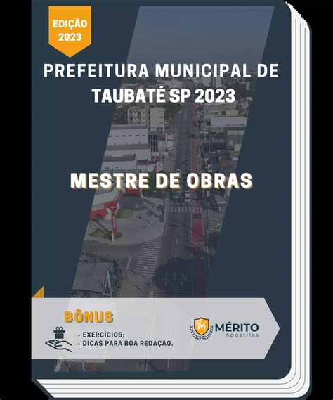 Apostila Mestre De Obras Prefeitura de Taubaté SP 2023 Mérito Apostilas