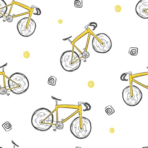 Premium Vector Bicycle Seamless Doodle Pattern Hand Drawn Vector