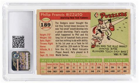 Hake S Topps Phil Rizzuto Hof Cgc Excellent