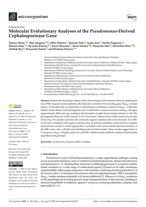 PDF Molecular Evolutionary Analyses Of The Pseudomonas Derived