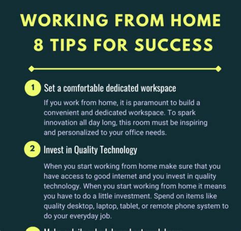 Working From Home Tips For Success E Learning Infographics