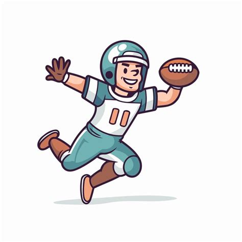 Premium Vector Cartoon American Football Player Running With Ball