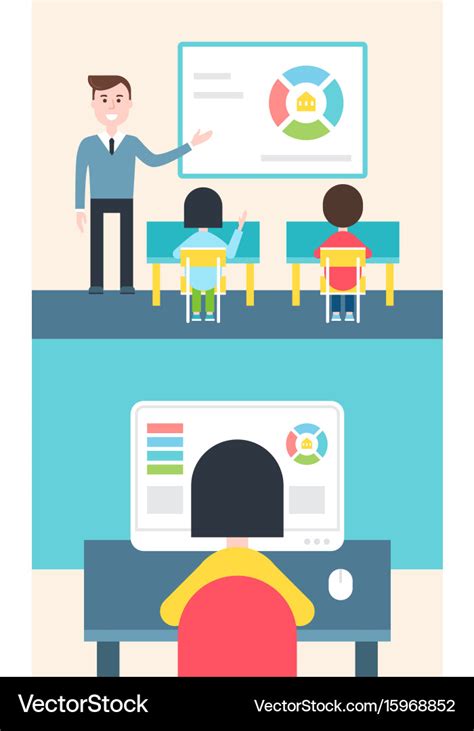 Blended Learning And Flipped Classroom Model Vector Image