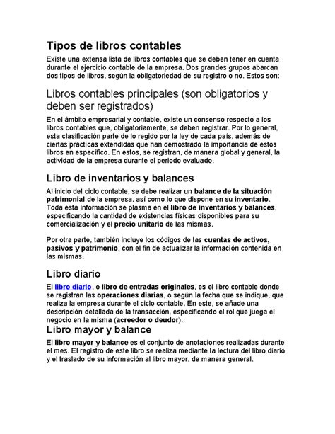 Tipos De Libros Contables Tipos De Libros Contables Existe Una