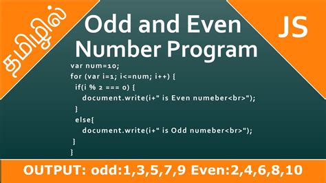 Odd And Even Numbers In Javascript Youtube