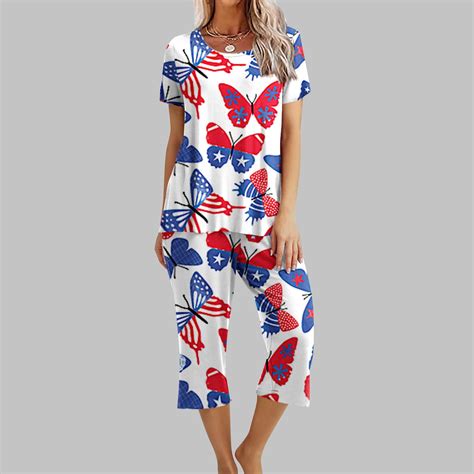 POROPL Women Pajamas Sets $10.00 Clearance,Short Sleeve Pocket Print ...