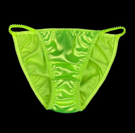 Satin String Bikini Panty Neon Yellow XXL Gem