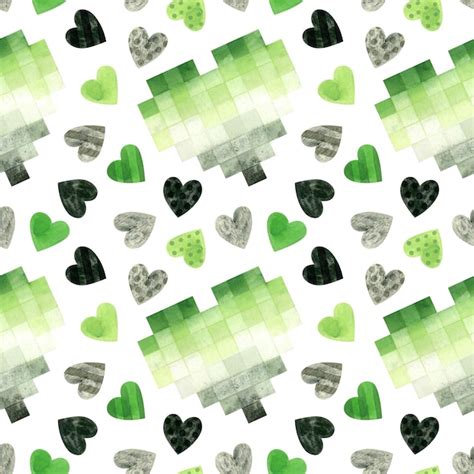 Premium Vector Aromantic Pride Month Seamless Pattern With Hearts