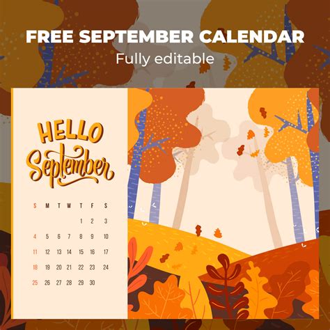 Free Editable Printable September Calendar Masterbundles