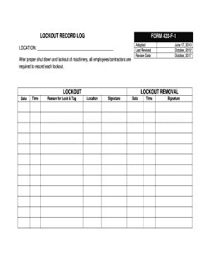 OSHA Lockout Tagout Log Sheet