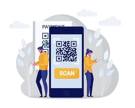 Premium Vector Qr Code Scanning Concept Characters Use Mobile Phone