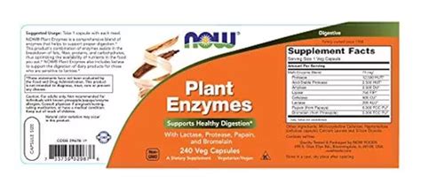 Now Plant Enzymes 240 Cápsulas Cuotas Sin Interés