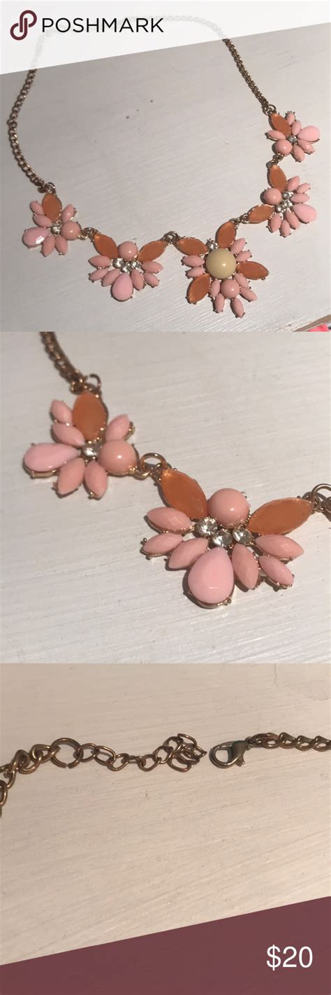 Jcrew Pink Diamond And Peach Statement Necklace Peach Statement