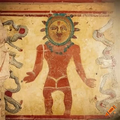 Etruscan Hittite Fresco Painting Of Sun God