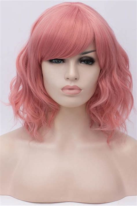 Pink Wavy Bob Non Lace Wefted Wig Synthetic Wigs Babalahair