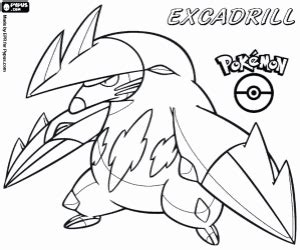 Excadrill A Subterranean Pokemon Coloring Page Printable Game