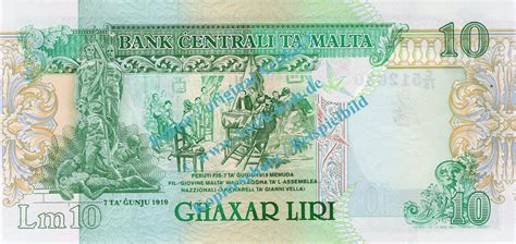 1967 1989 Banknote Malta 10 Liri Schein Tauben Li Von 1967 1989 In