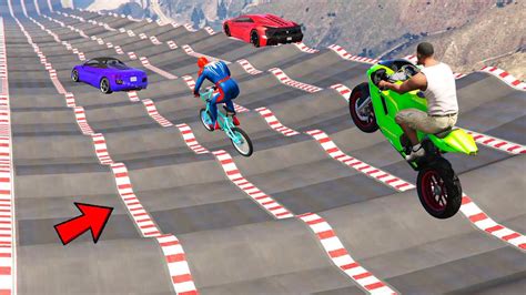 Spider Man Bicycle And Franklin Motorcycle In Mega Ramp Race Challenge