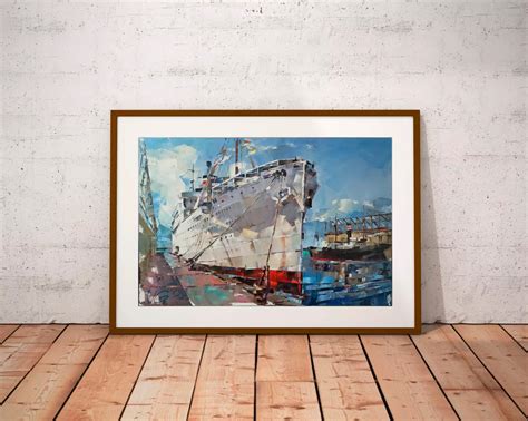 Original Oil Painting Passenger Ship Ms Painting By Volodymyr