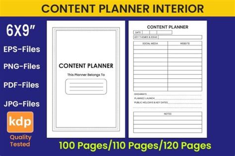 Content Planner Log Book KDP Interior Graphic By KDP Web Creative