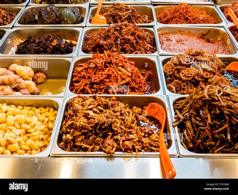 Assorted Of Traditional Korean Fermented Food On The Counter In Gwangjang Market Seoul South