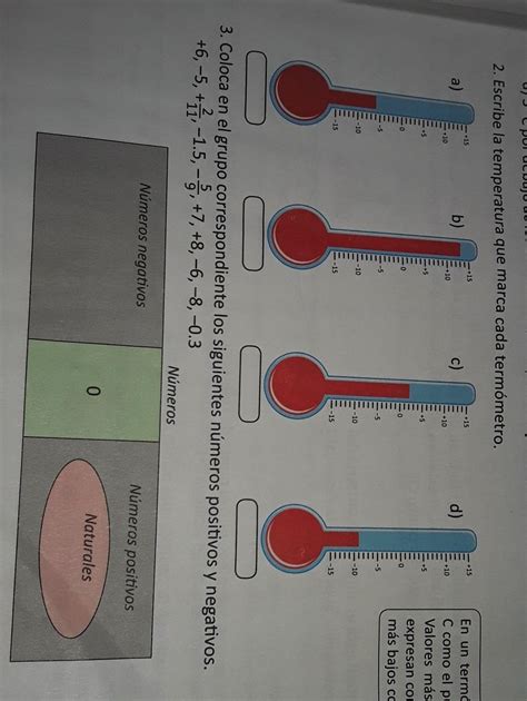 escribe la temperatura que marca cada termómetro ayuda Brainly lat