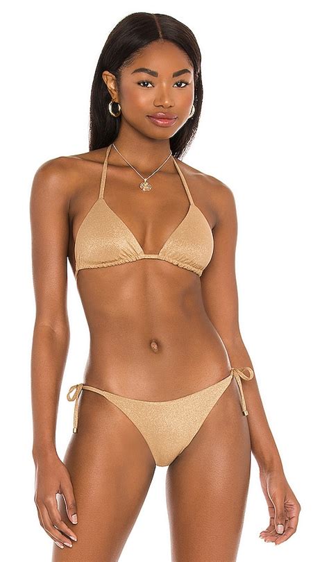 Vitamin A Gia Triangle Bikini Top In Golden Glow REVOLVE