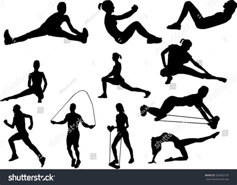 Set 11 Fitness Silhouette Stock Vector Royalty Free 324093197