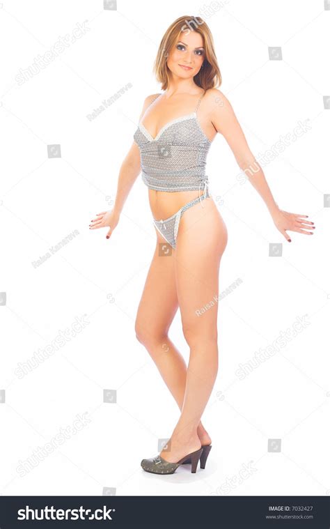 Sexy Beautiful Lingerie Female Model Posing Foto Stock 7032427