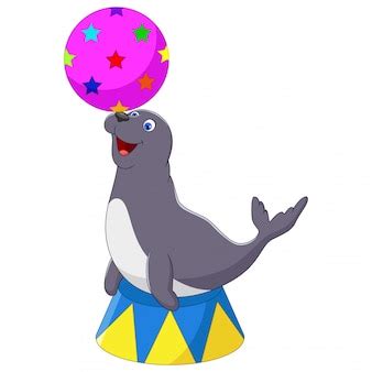 Free Vector | Illustration of circus seal playing a ball