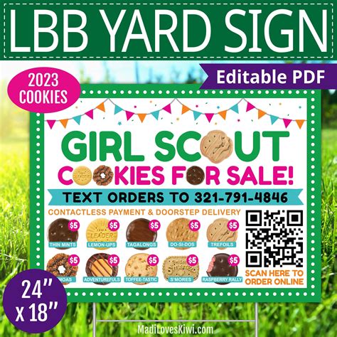 Lbb Girl Scout Yard Sign With Qr Code Cookie Lawn Etsy Artofit