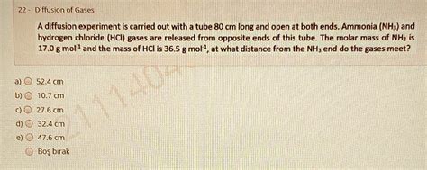 Solved Text 22 Diffusion Of Gases A Diffusion Experiment Is Carried