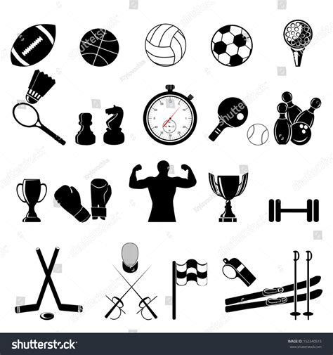 Sports Icon Collection Vector Silhouette Illustration