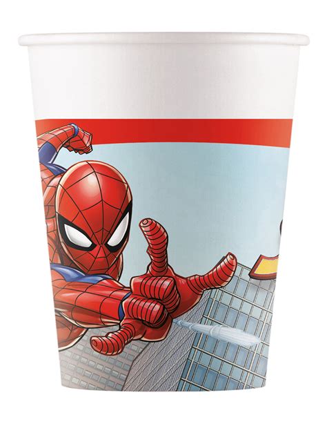 8 Bicchieri Di Carta Spiderman Da 200 Ml Vegaooparty