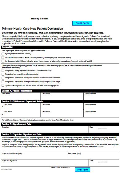 Free 10 Patient Declaration Forms Download How To Create Guide Tips