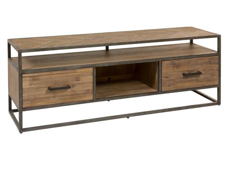 Mueble TV diseño industrial 150 cm con cajones de madera y hierro