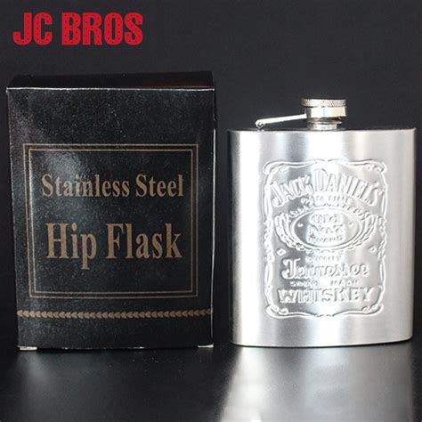 7OZ Stainless Steel Embossed Flagon Hip Flask Portable Travel Alcohol