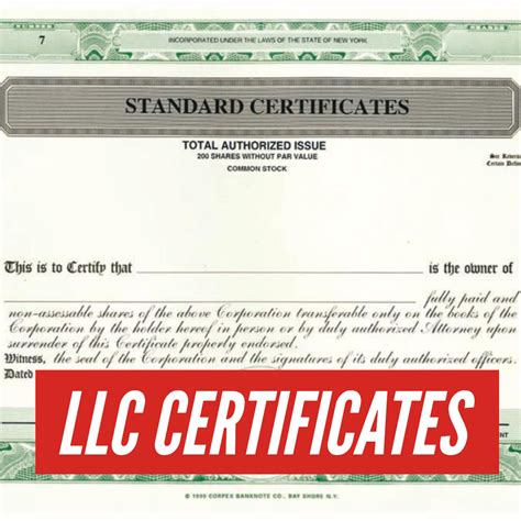 Llc Certificates Stock Certificates