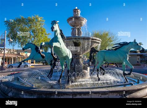 Bronze Horse Fountain In Old Town Scottsdale Scottsdale Phoenix