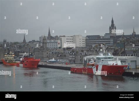 Aberdeen (Scotland) harbour, main gateway for the North Sea oil and gas ...