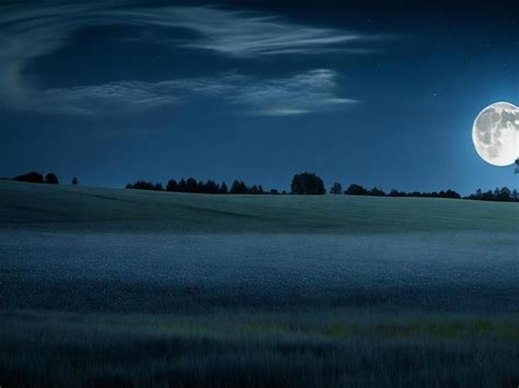 Premium Ai Image A Full Moon Is Seen Over A Field With A Tree In The