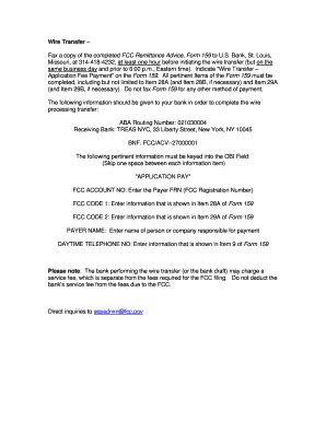 Fillable Online Fcc Wire Transfer Fax A Copy Of The Completed FCC