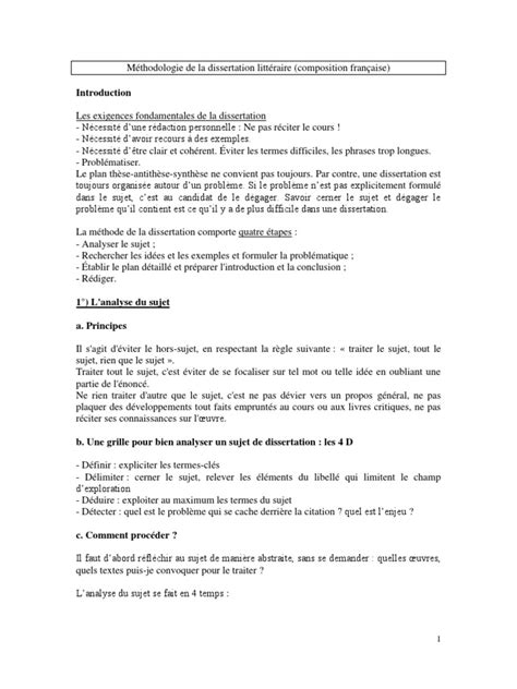 Dissertation Litteraire Définition Phrase